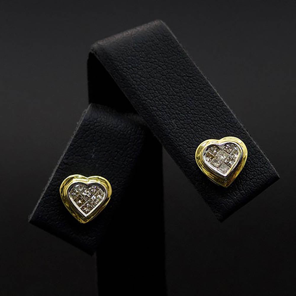 love heart diamond stud earrings, nouveau jewellers, earrings, stud earrings