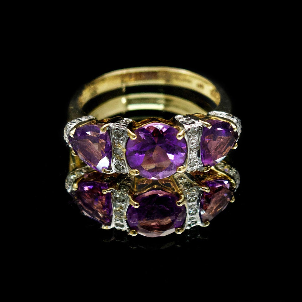 Amethyst and diamond dress ring, nouveau jewellers, jewellers in manchester, refurbished rings manchester