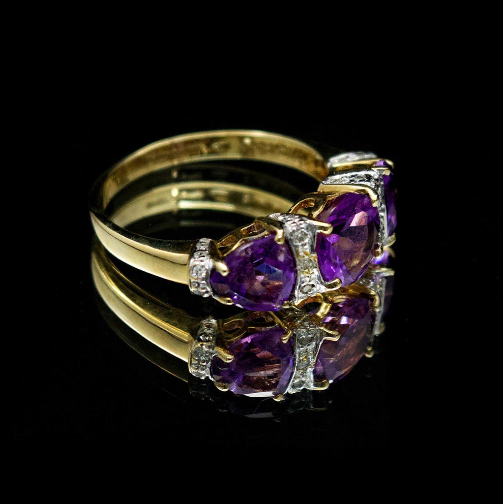 Amethyst and diamond dress ring, nouveau jewellers, jewellers in manchester, refurbished rings manchester