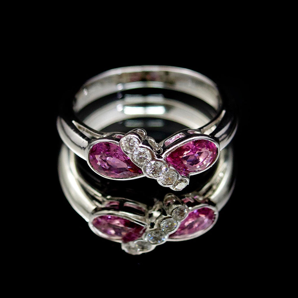 18ct White Gold Pink Sapphire & Diamond Ring - Nouveau Jewellers