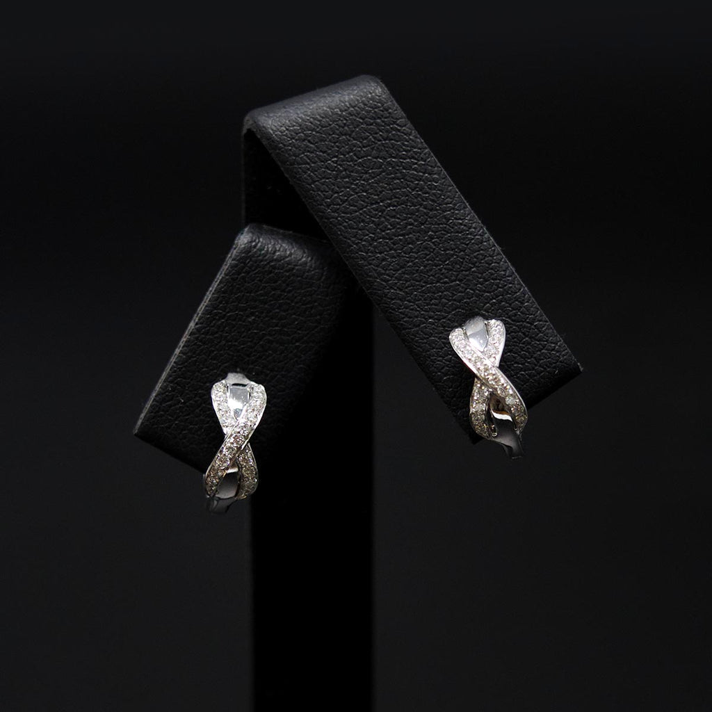 18ct White Gold Infinity Diamond Hoop Earrings, sold at Nouveau Jewellers in Manchester