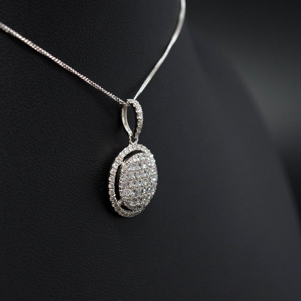 Nouveau Jewellers, Diamond necklace, halo diamond necklace, 18ct white gold