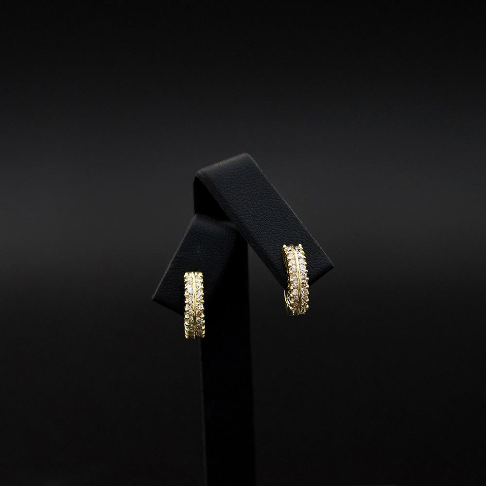 18ct Yellow Gold Diamond Set Hoop Earrings, sold at Nouveau Jewellers in Manchester