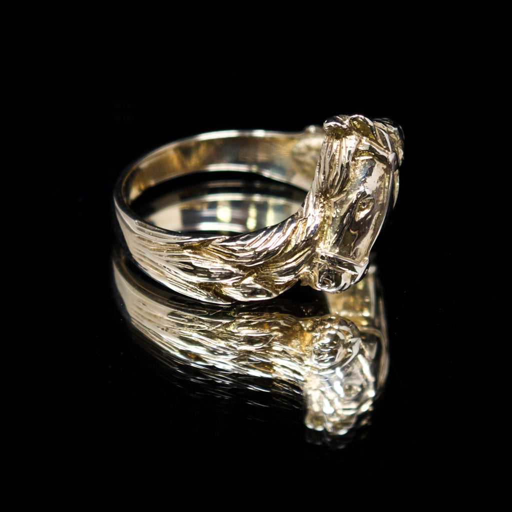 9ct gold signet ring, nouveau jewellers, equestrian signet ring, jewellers in manchester