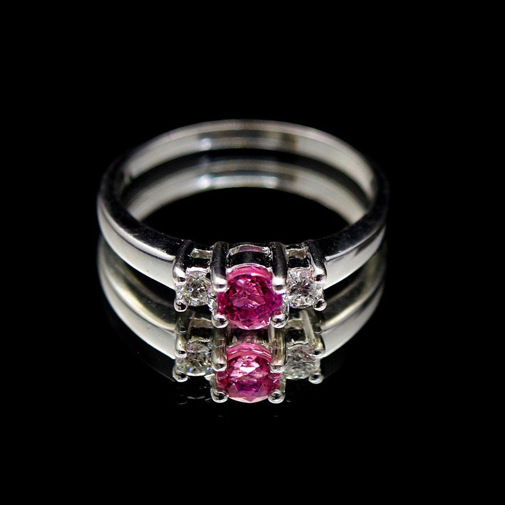 18ct White Gold Pink Sapphire & Diamond Engagement Ring, sold at Nouveau Jewellers in Manchester