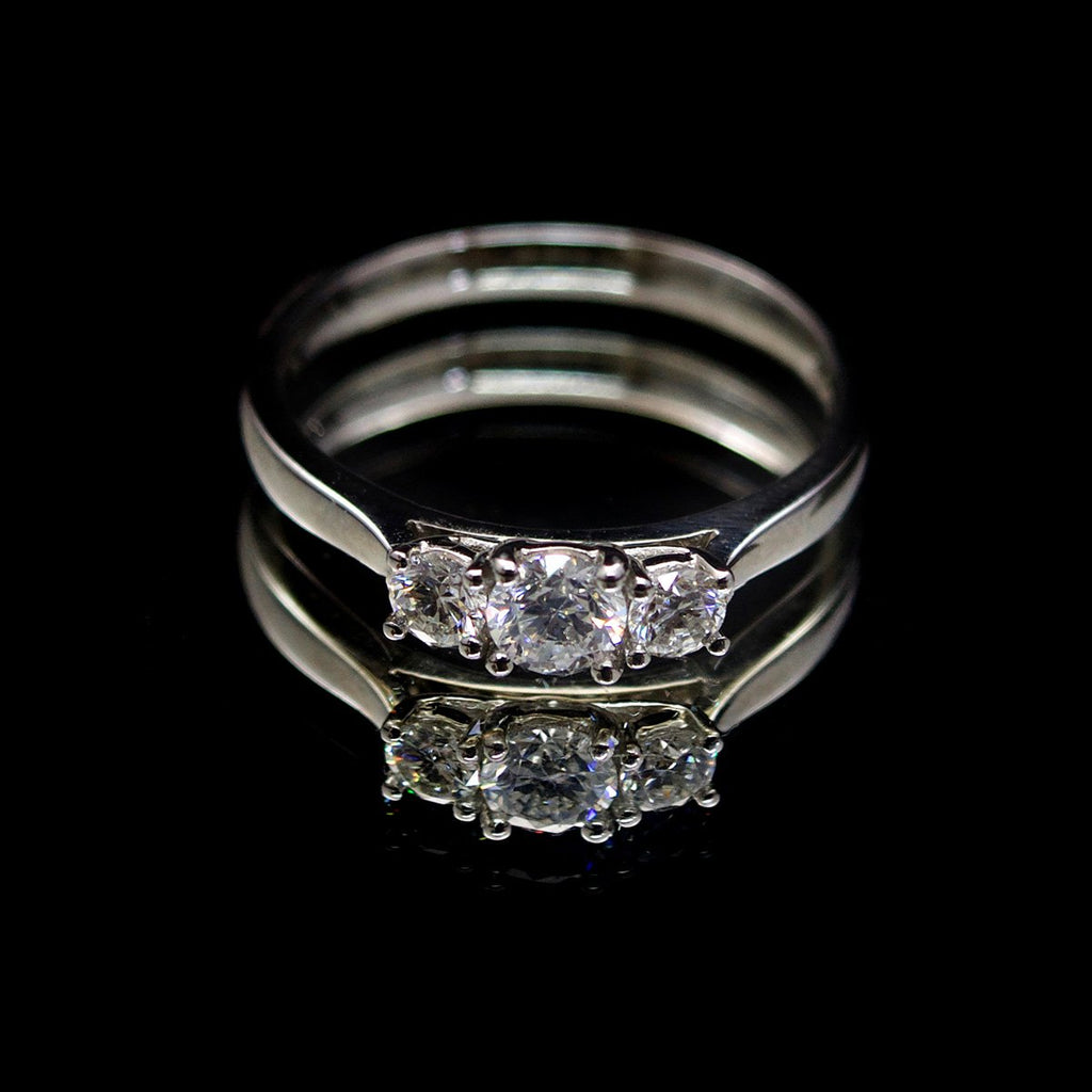 Platinum Trilogy Diamond Engagement Ring, sold at Nouveau Jewellers in Manchester