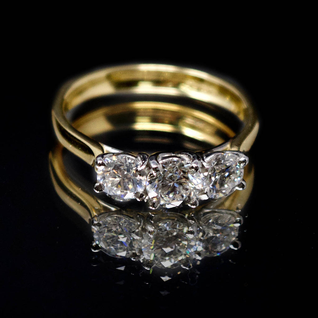 18ct Yellow Gold Trilogy Diamond Engagement Ring, sold at Nouveau Jewellers in Manchester