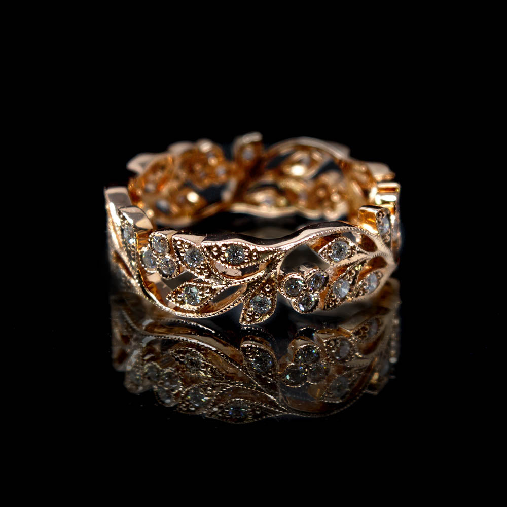 Leaf design gold ring deals