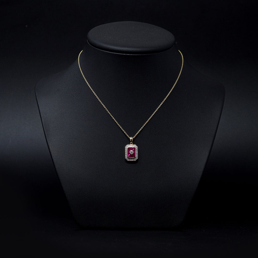 Nouveau Jewellers, Diamond & ruby art deco pendant necklace designed by Luke Stockley, Manchester Jeweller