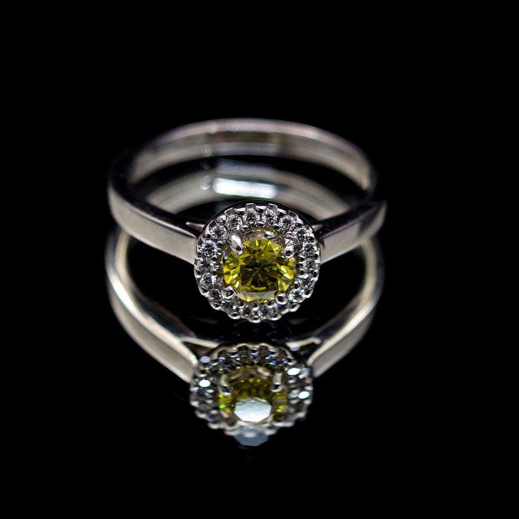 18ct White Gold, Yellow Diamond Ring - Nouveau Jewellers