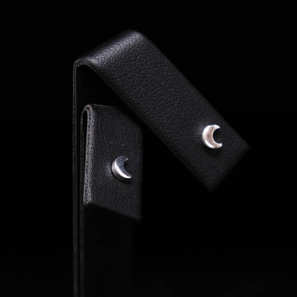925 Silver Crescent Moon Stud Earrings side profile, sold at Nouveau Jewellers in Manchester