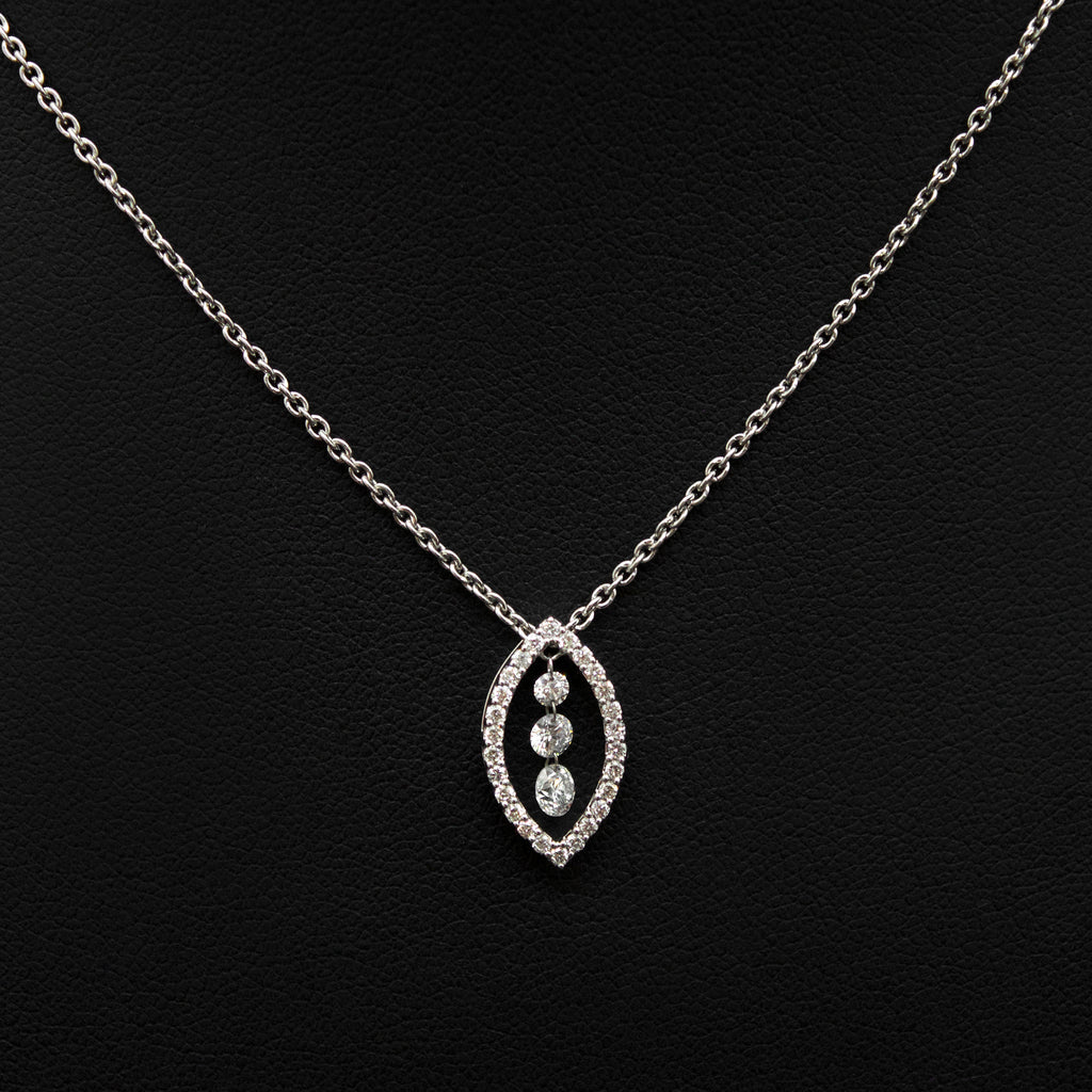 Nouveau Jewellers, 3 Diamond Oval Halo Pendant Necklace, diamond necklaces, Manchester Jewellers