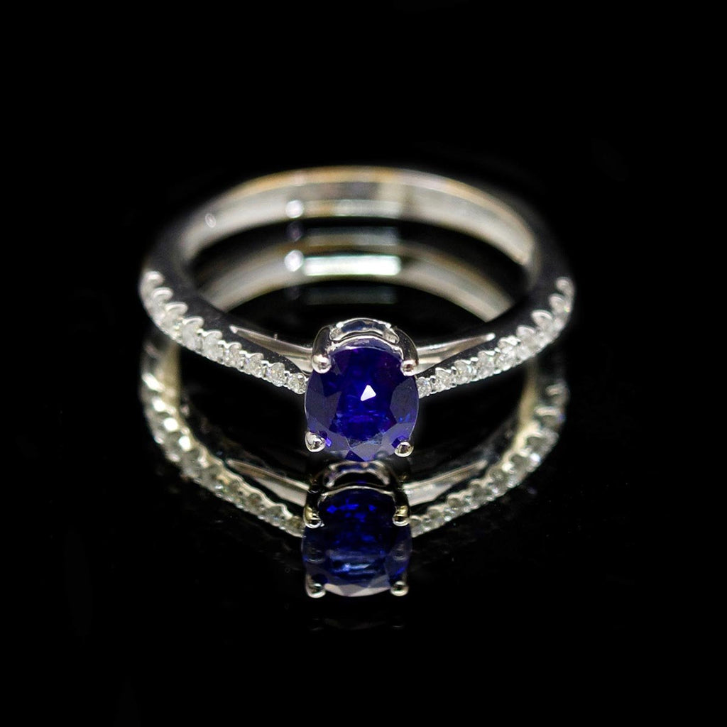 18ct White Gold Sapphire & Diamond Ring - Nouveau Jewellers