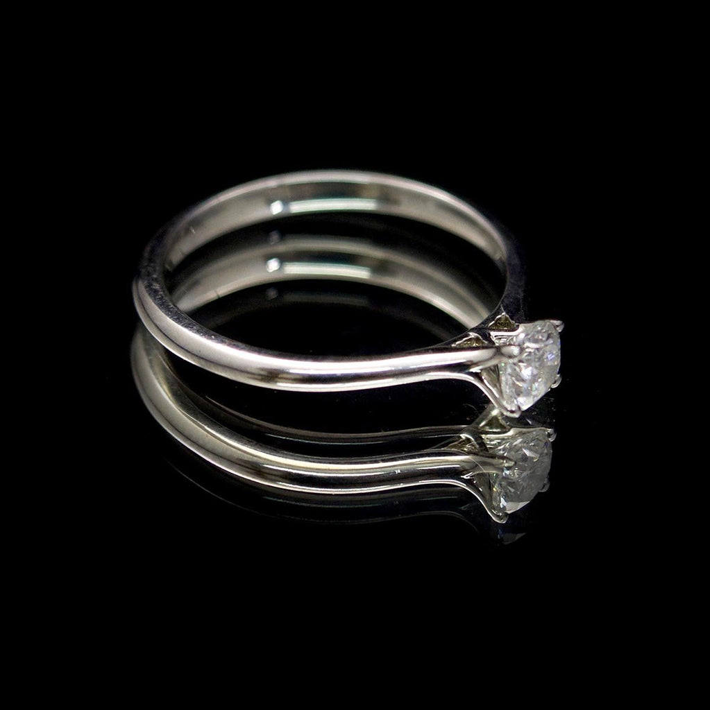 Timeless Platinum Diamond Engagement Ring side profile, sold at Nouveau Jewellers in Manchester