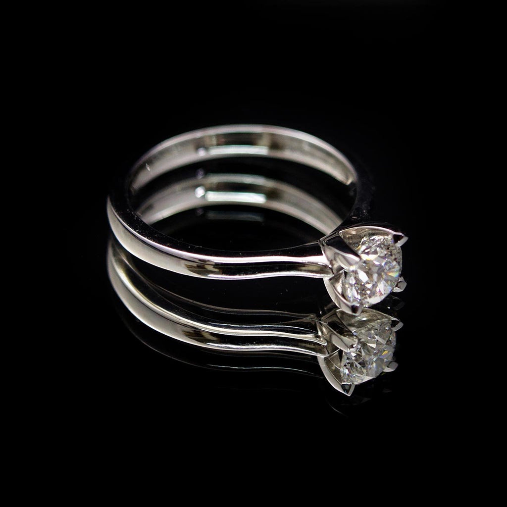18ct Elegant Solitaire Diamond Engagement Ring side profile, sold at Nouveau Jewellers in Manchester