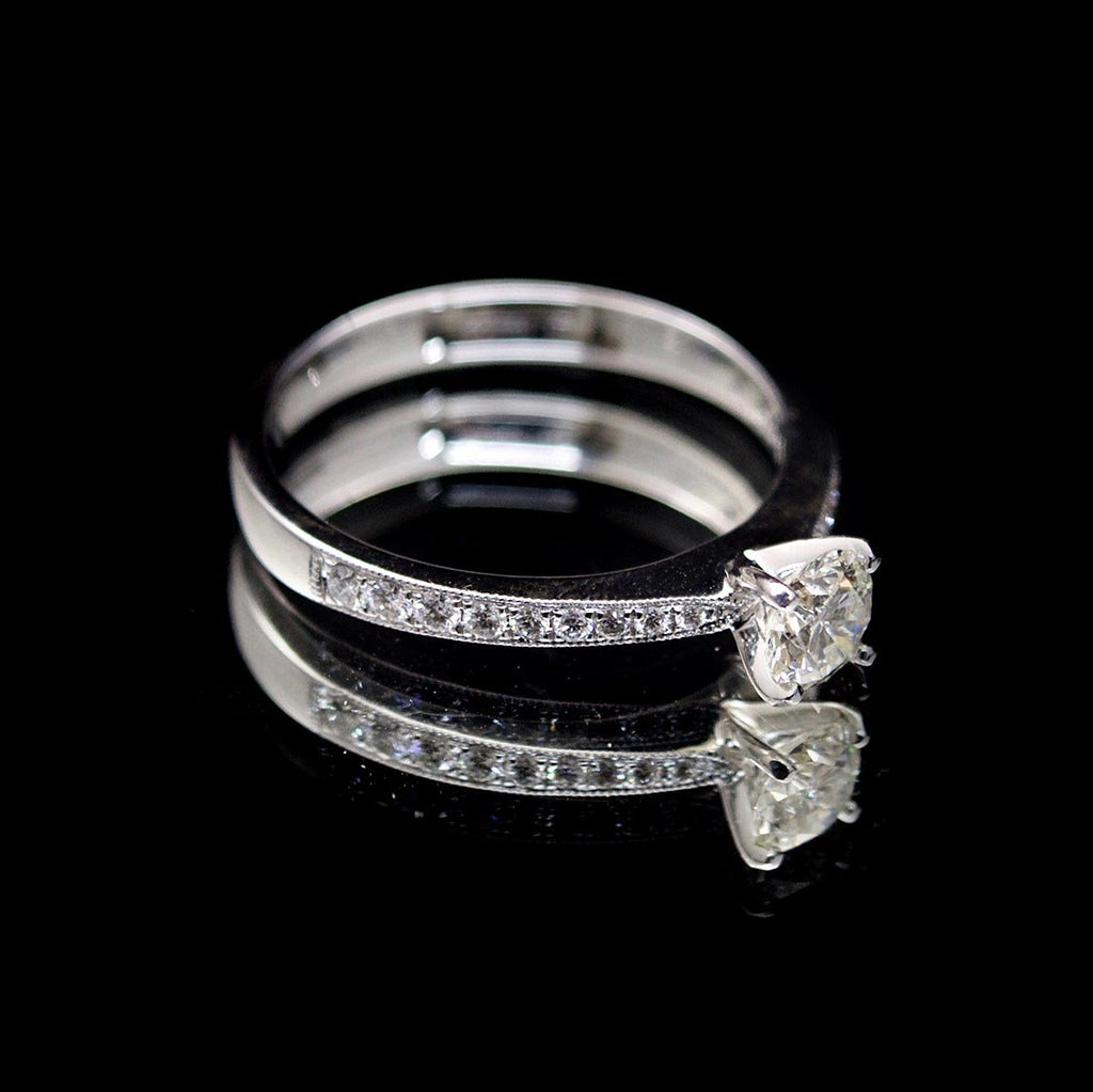 18ct Nouveau Round Diamond Engagement Ring side profile, sold at Nouveau Jewellers in Manchester