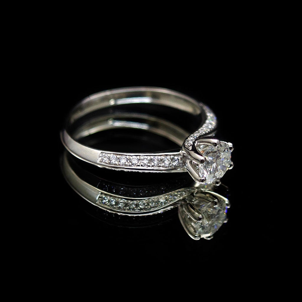 Platinum Twist Diamond Engagement Ring side profile, sold at Nouveau Jewellers in Manchester
