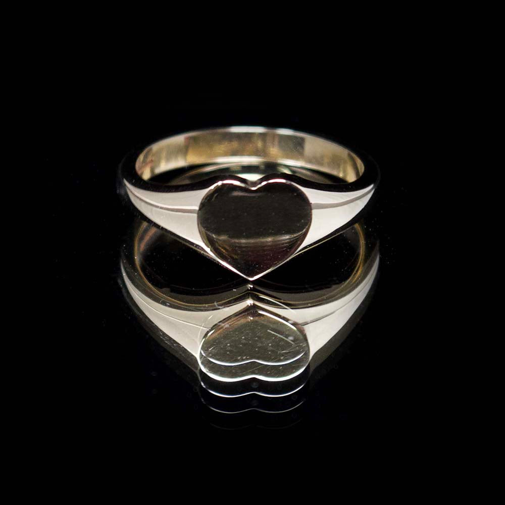 Gold signet ring, nouveau jewellers, mens gold heart signet ring, manchester jewellers