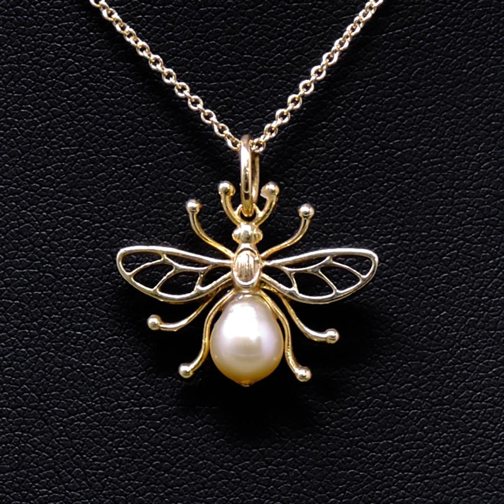 Manchester Worker Bee Solid Yellow Gold Pendant Necklace from Nouveau Jewellers Manchester