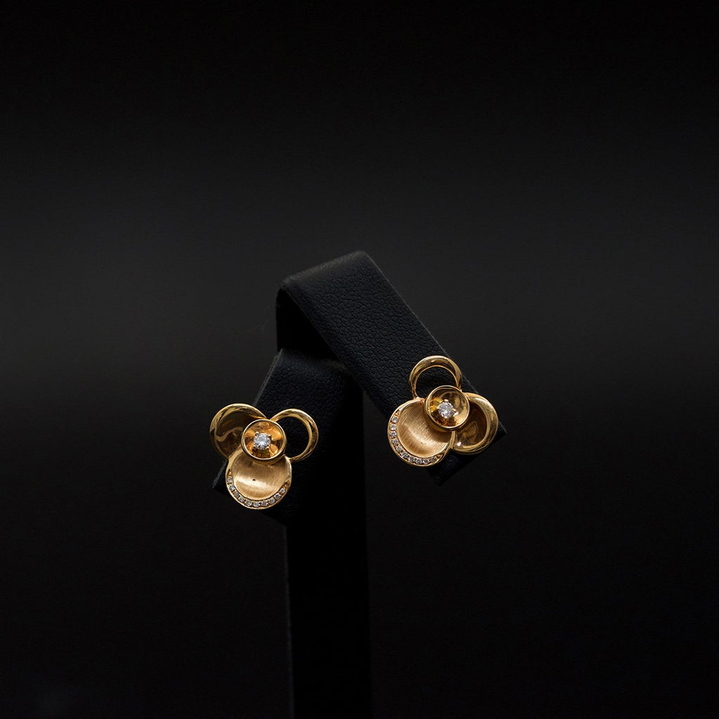 18ct Rose Gold Floral Design Diamond Stud Earrings, sold at Nouveau Jewellers in Manchester