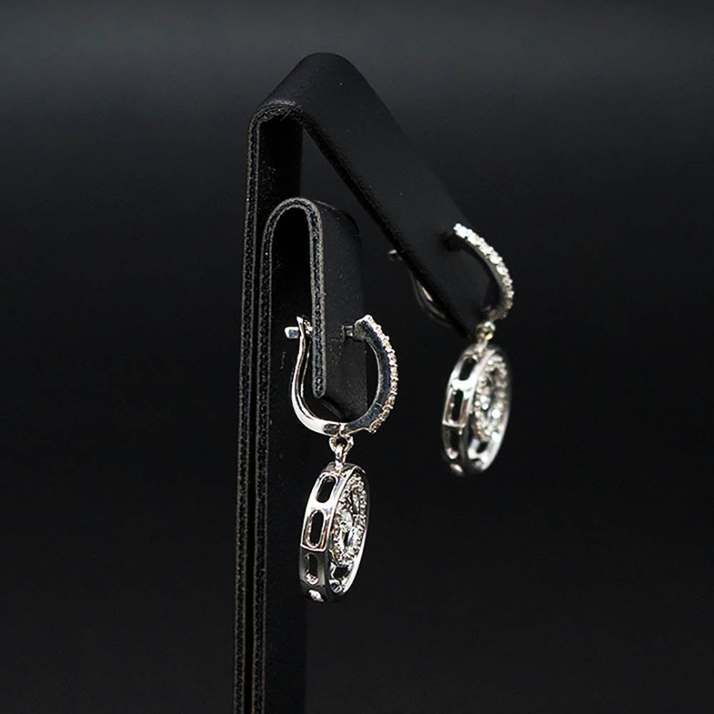 18ct White Gold Diamond Double Halo Earrings side profile, sold at Nouveau Jewellers in Manchester