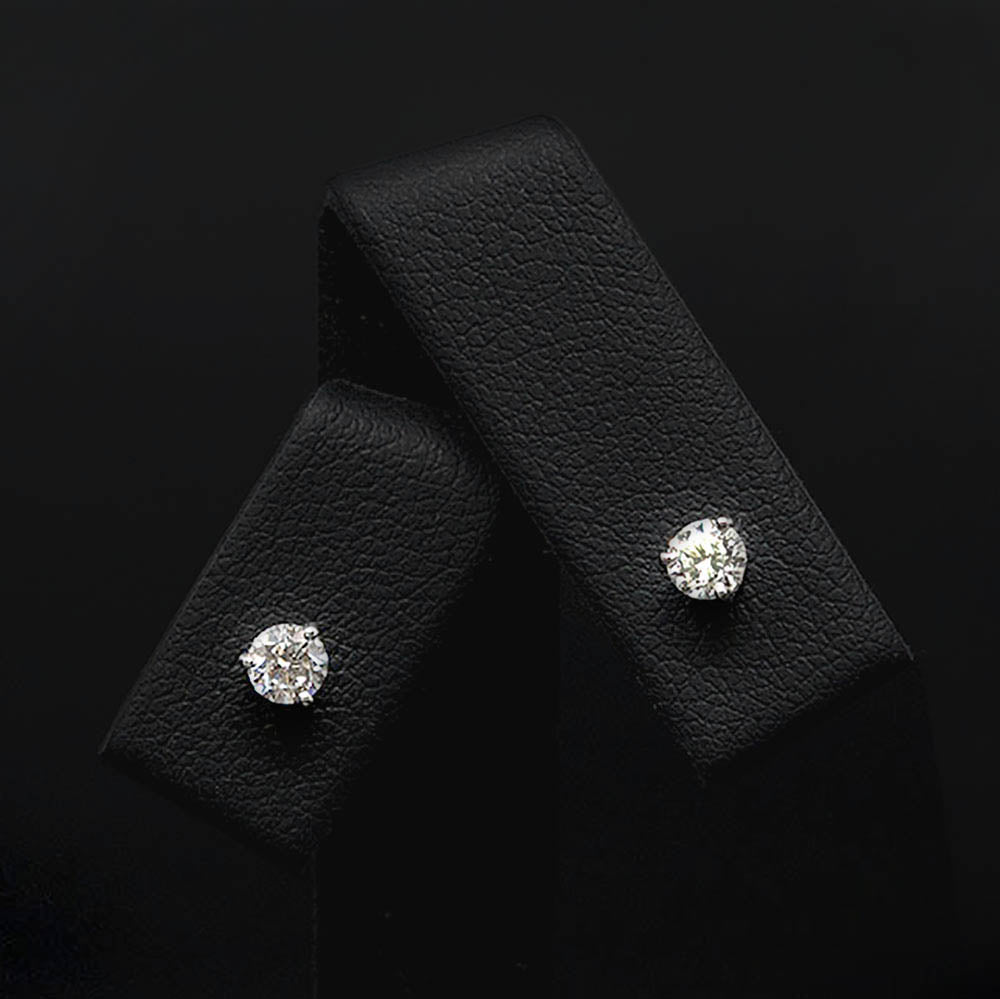 18ct White Gold Elegant Diamond Stud Earrings Close Up, sold at Nouveau Jewellers in Manchester