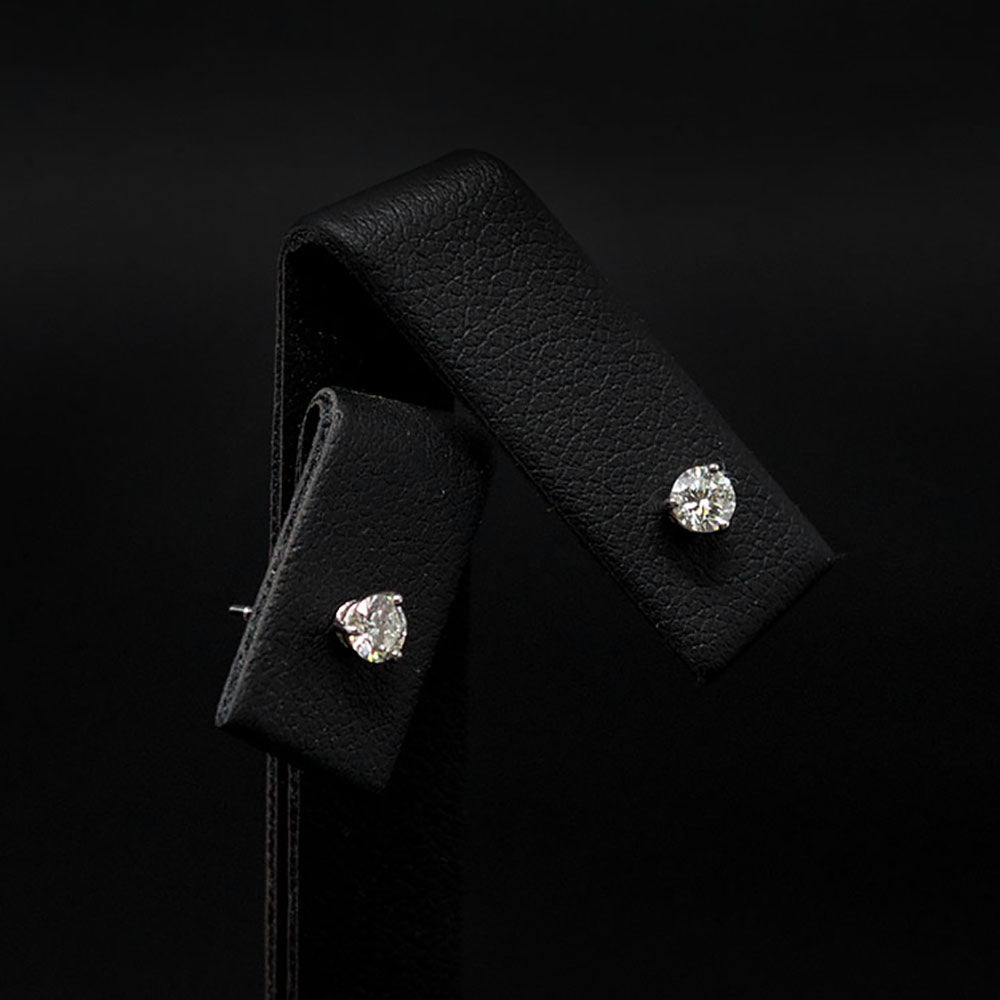 18ct White Gold Elegant Diamond Stud Earrings different angle, sold at Nouveau Jewellers in Manchester