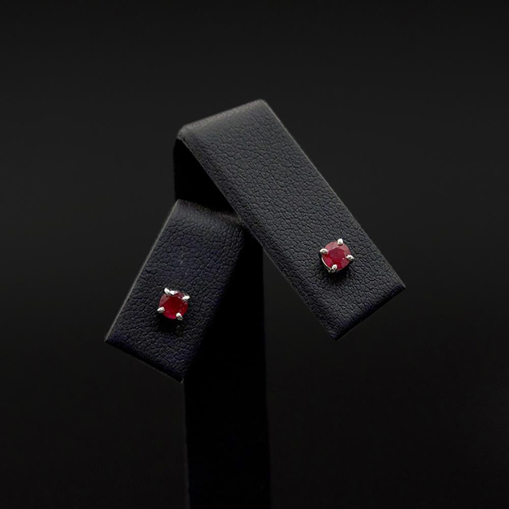 18ct White Gold Brilliant Ruby Stud Earrings, sold at Nouveau Jewellers in Manchester