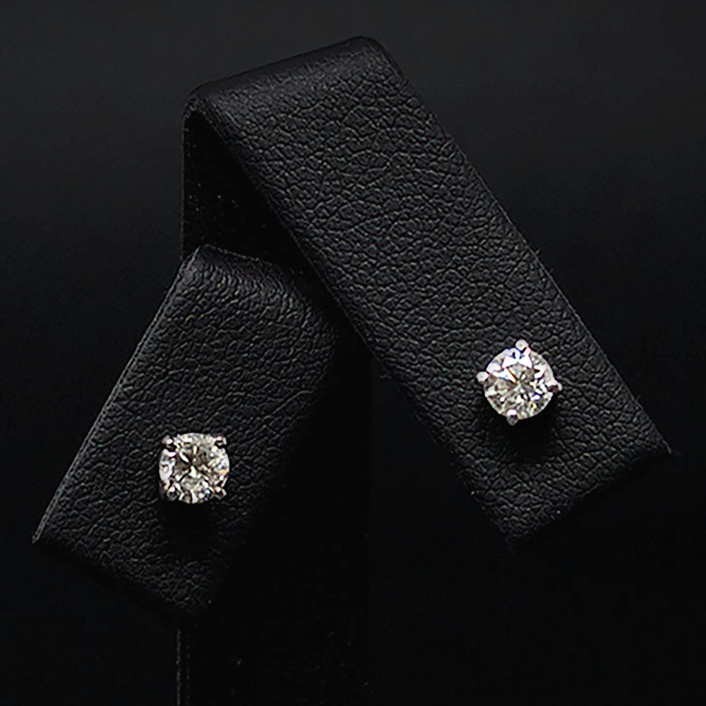 18ct White Gold Diamond Stud Earrings Close Up, sold at Nouveau Jewellers in Manchester