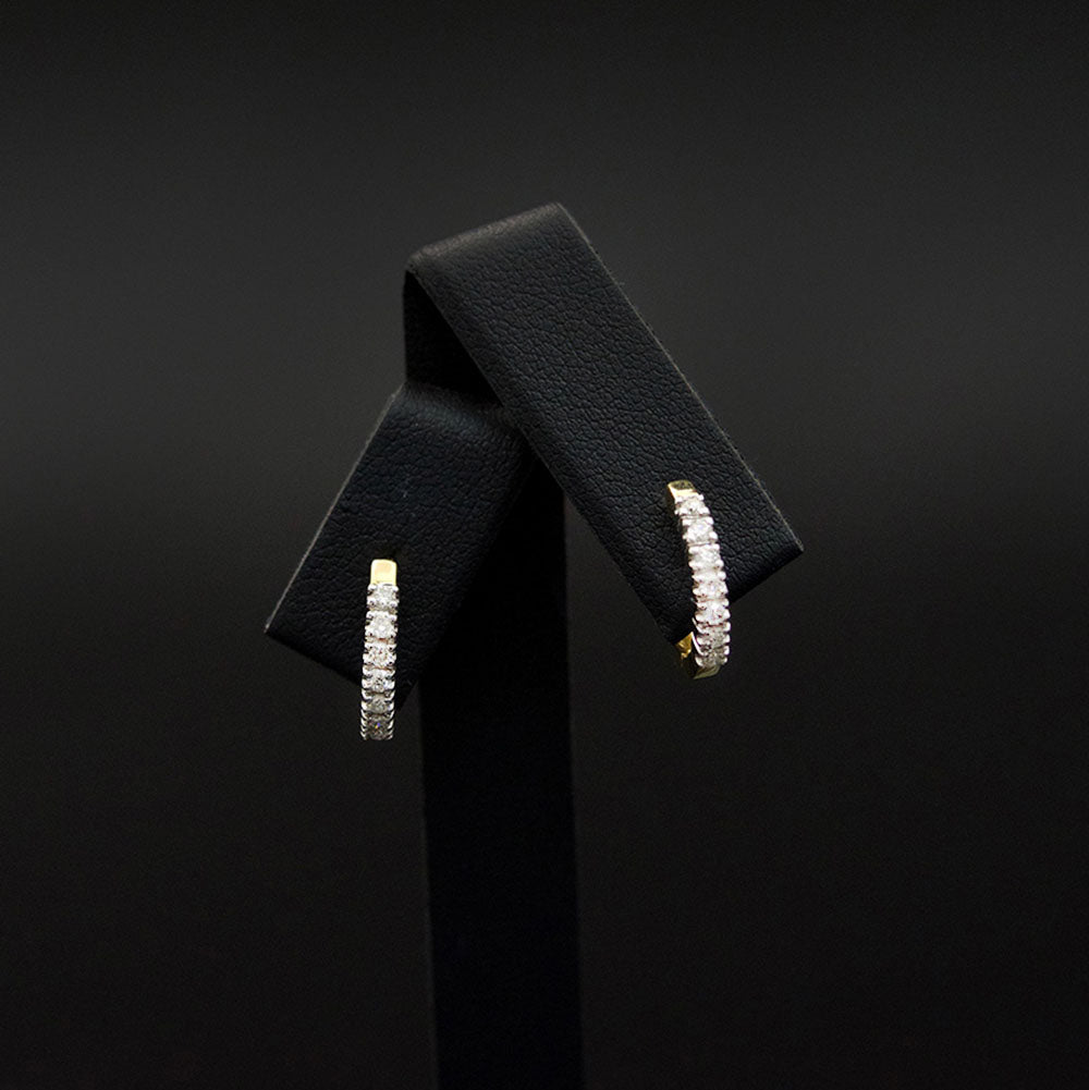 9ct White Gold Diamond Huggie Earrings, sold at Nouveau Jewellers in Manchester