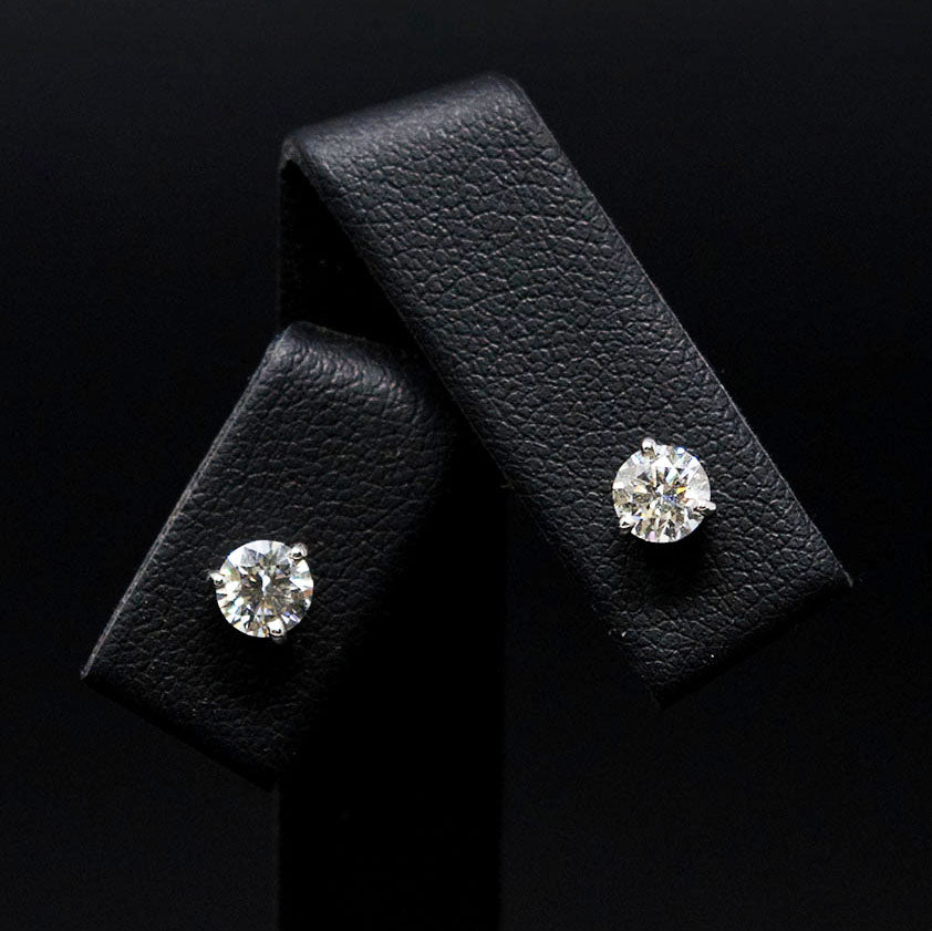 18ct White Gold Signature Diamond Stud Earrings close up, sold at Nouveau Jewellers in Manchester