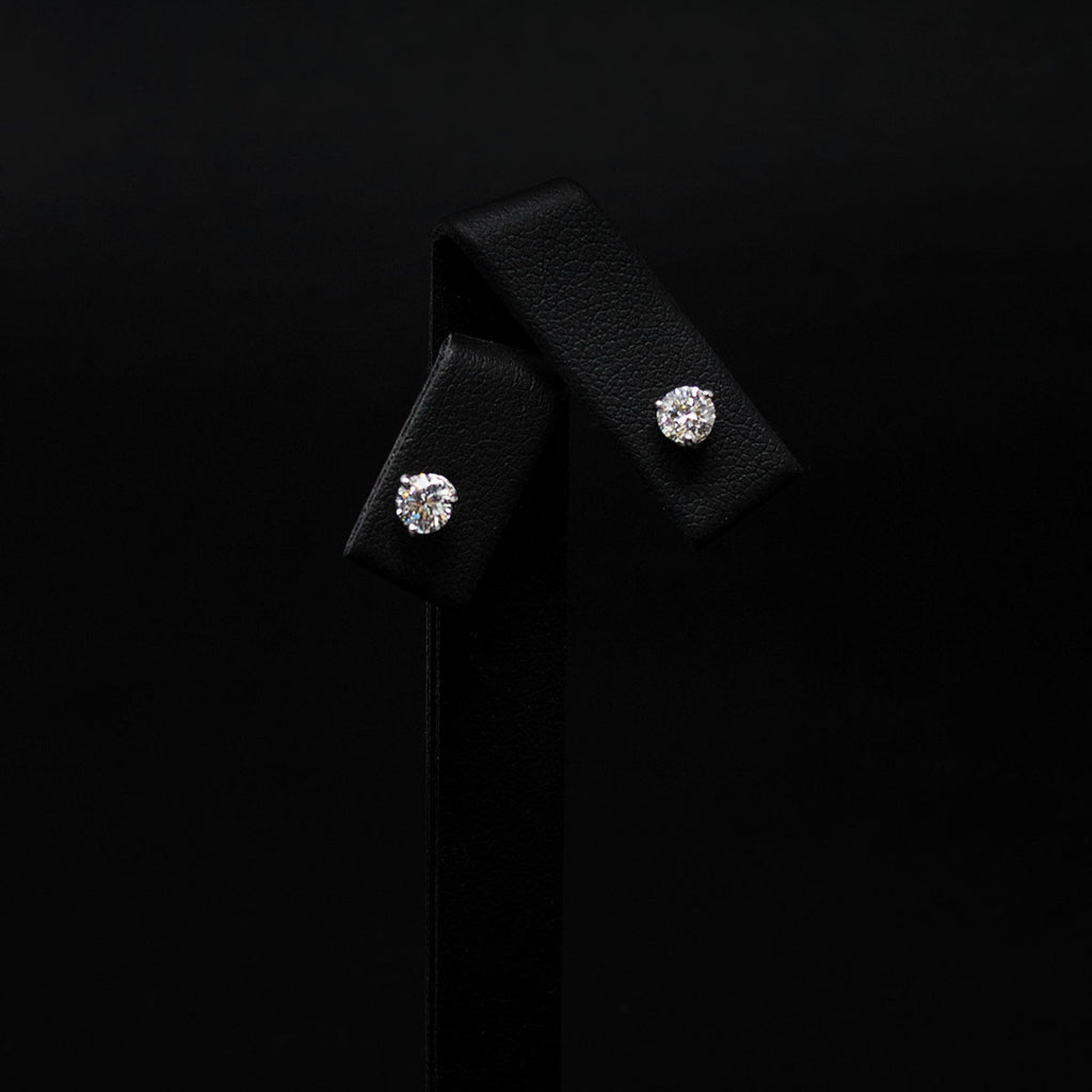 18ct White Gold Signature Diamond Stud Earrings side profile, sold at Nouveau Jewellers in Manchester