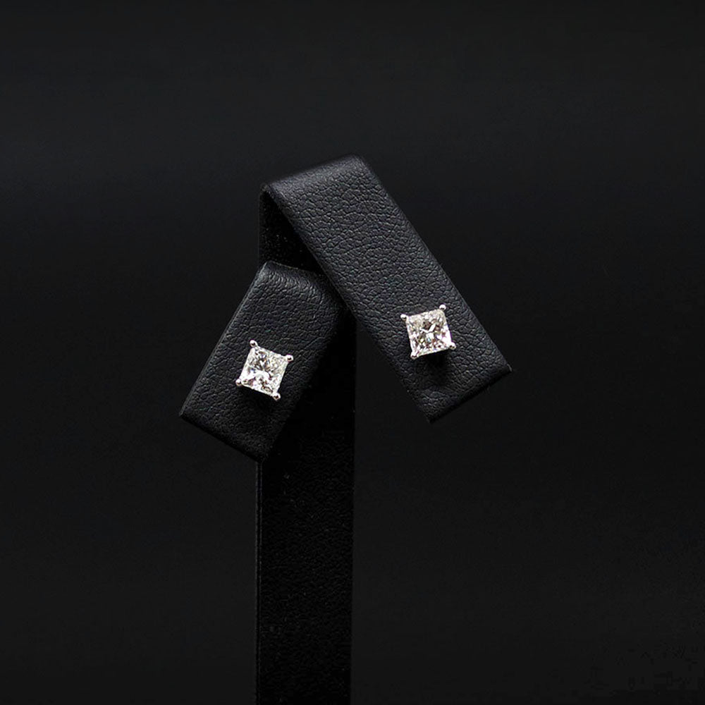 18ct White Gold Signature Princess Cut Diamond Stud Earrings, sold at Nouveau Jewellers in Manchester