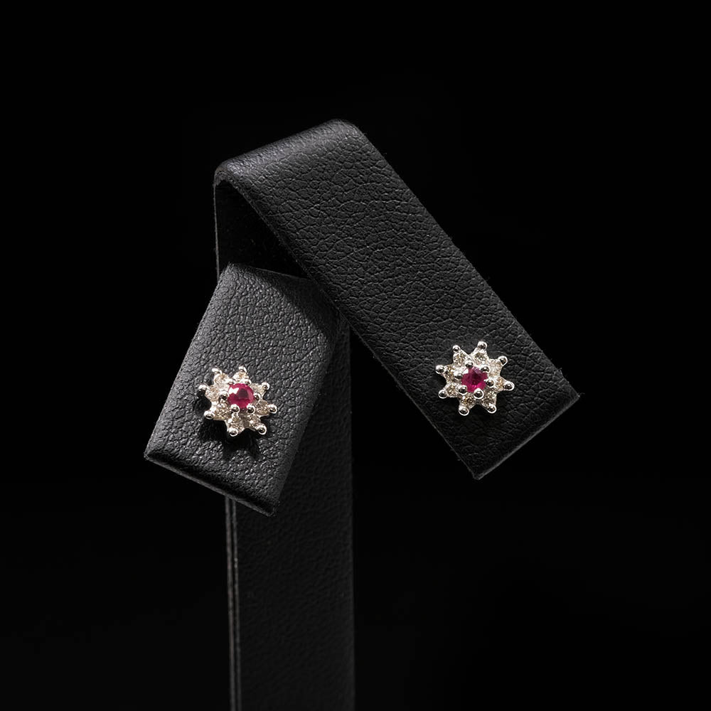 Ruby Earrings - 18kt Gold & Diamonds