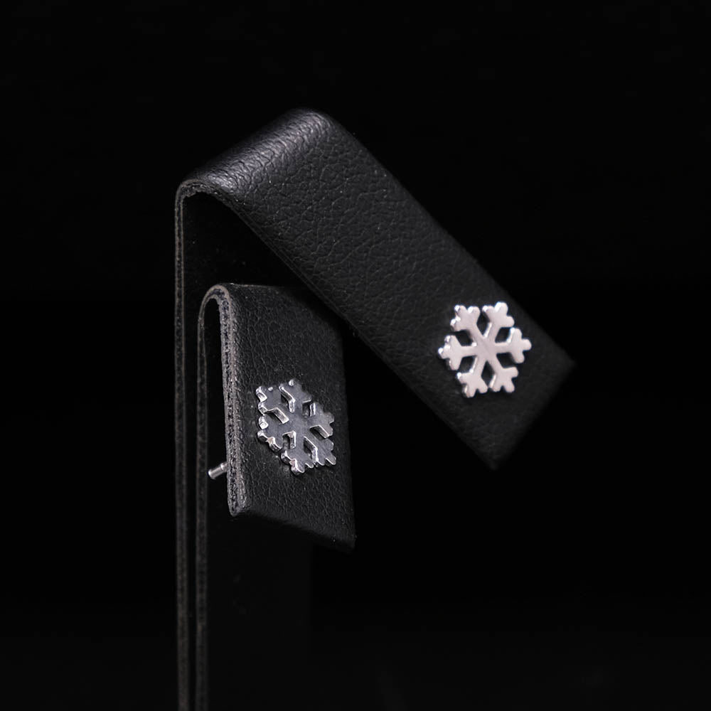 925 Silver Snowflake Stud Earrings side profile, sold at Nouveau Jewellers in Manchester