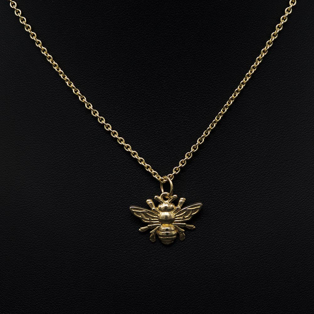Beehive collection, nouveau jewellers, manchester bee jewellery, solid gold bee necklace
